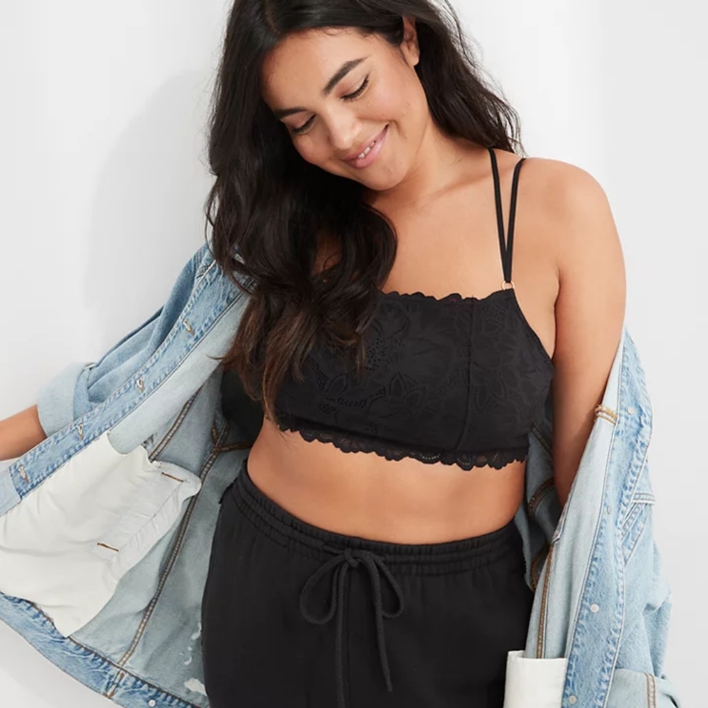 Aerie Holiday Best Lace Longline Bralette Size XL